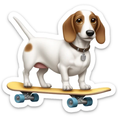 Skateboarding white sausage with brown ears dog sticker