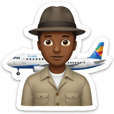 Visage homme créole réunionnais avec chapeau arrive avion sticker