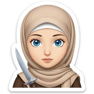 Turkish beautiful finish Konya girl blue eyes with hijab and with a knife  sticker