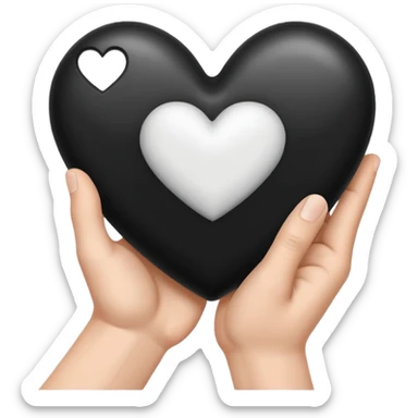  black and white heart in hand sticker
