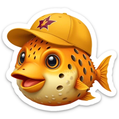 All Orange Blowfish facing forward With an Arizona State SunDevils Hat sticker