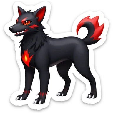 Shiny Exotic Excessive Mysterious Houndour-Poochyena-Pokémon-Fakémon-hybrid-creature (full body) sticker