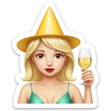 Blonde birthday girl drinking Chardonnay sticker