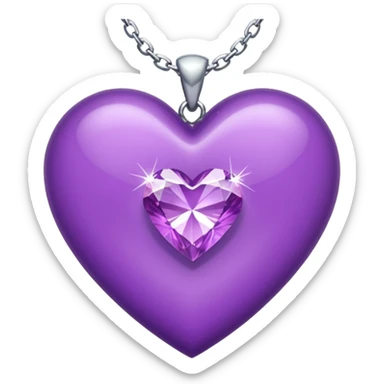 purple heart with diamond necklace around it sticker