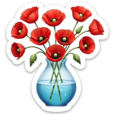 poppy flowers in a vase sticker