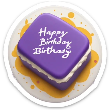 Purple Colored bento birthday with frosting and written on the cake "happy birthday in calligraphy  sticker