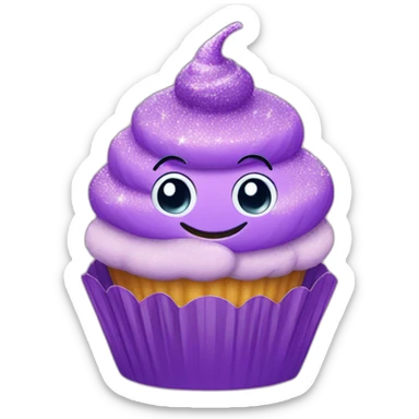 Happy purple glittery cupcake  sticker