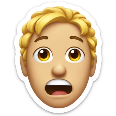 An upset face showing hands with long nails sticker