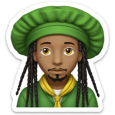 Jamaican dreads with a Jamaican bonnet no person just the hair sticker