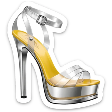 ultra realistic platform clear translucent high heel sandals metallic chrom bottoms sticker