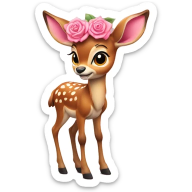 Bambi com laço cor de rosa na cabeça  sticker