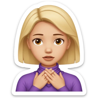 a girl with her hands around her neck pretending to choke her self with a struggling look on her face sticker