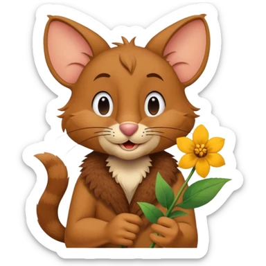 Jerry from tom and jerry, giving a flower sticker