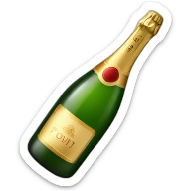 champagne bottle with popping cork sticker