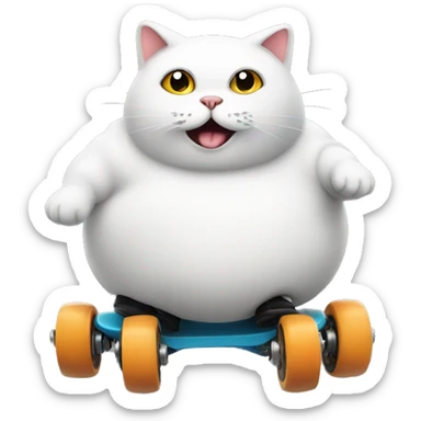Fat cat on roller skates  sticker