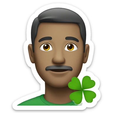 white man with four leaf clover sticker