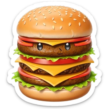 hamburger character with eyes and mouth sticker