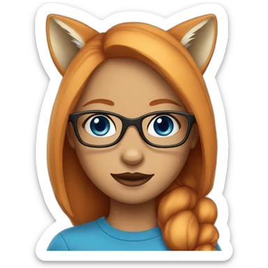 Girl Fox with blue eyes in glasses  sticker