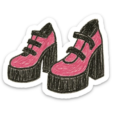 BLACKPINK-inspired gothic shoes, no hearts, playful and bold, black and pink sticker