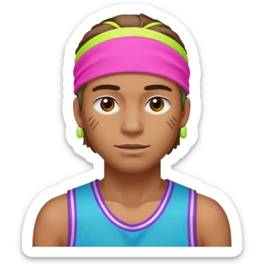 Basketball guy with neon headband sticker