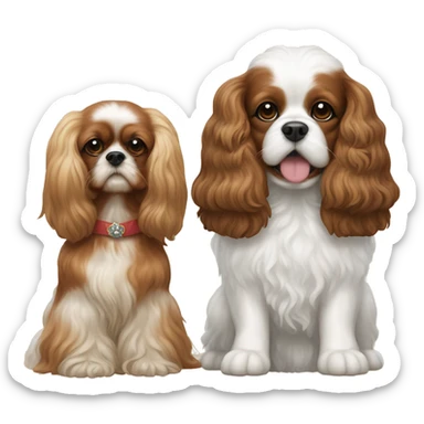 King Charles spaniel dog next to bichon frise dog sticker
