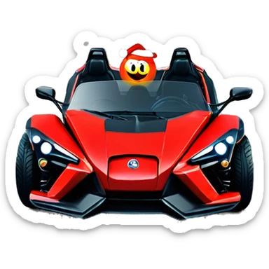 Piranha in red Polaris Slingshot at Christmas sticker