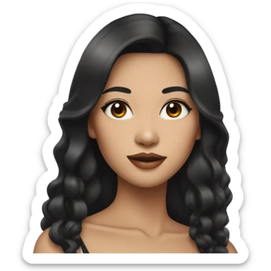 Indonesian woman with dark long hair and beautiful make up sticker