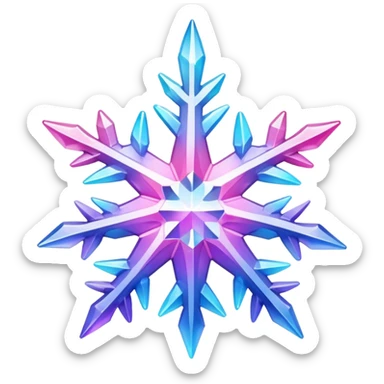 Gradient iridescent Pastel rainbow Pink violet blue crystal star snowflake  sticker