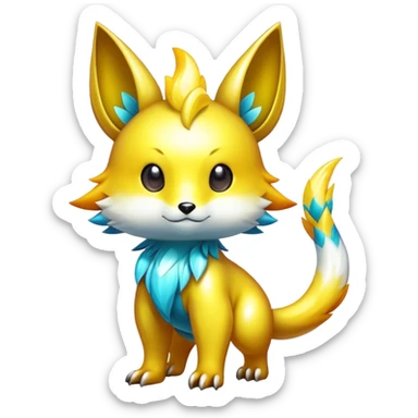 Cute cool shiny colorful fantasy animal hybrid Fakemon full body sticker