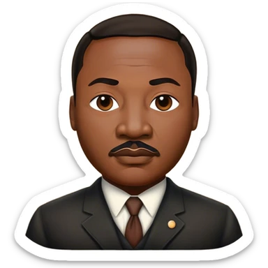 Cinematic Realistic Martin Luther King Jr. Portrait Emoji, depicted as a compassionate determined civil rights leader in period attire with a powerful gaze, rendered with rich textures and inspiring dynamic lighting that captures his historic legacy. sticker