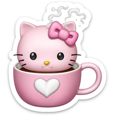 Hello Kitty drinking coffee sticker