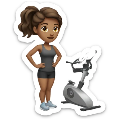 Women with brown hair doing fitness  sticker