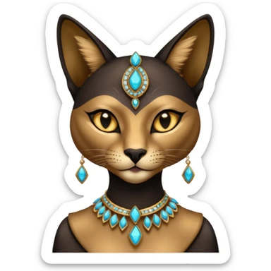 anthropomorphic black-furred elegant jeweled pretty beautiful realistic Bastet  sticker