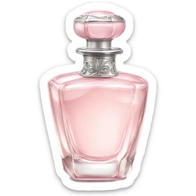 Delicate vintage light pink perfume bottle with silver details sticker