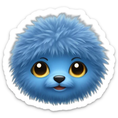 blue cosy hairy little creature sticker