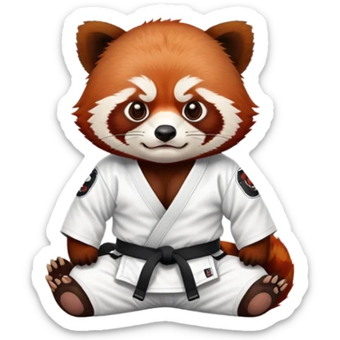 Angry Red panda wearing a jiu jitsu gi white belt sticker