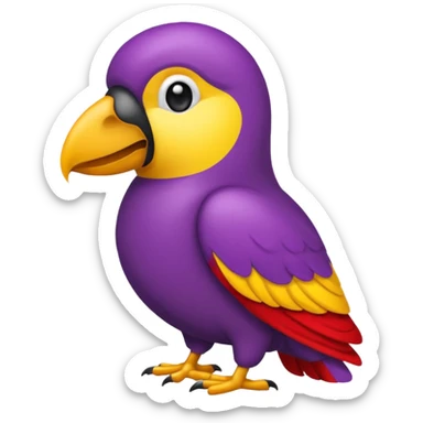 emoji de papagayo morado, rojo y amarillo (sin otros colores) sticker