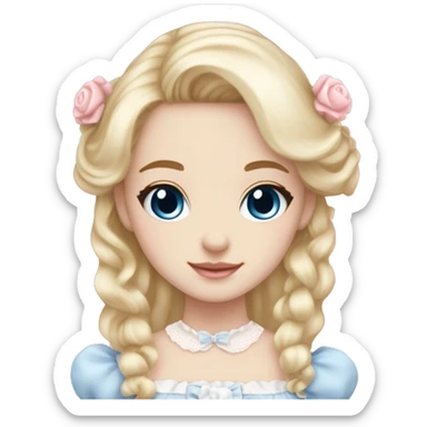 sweet lolita blond hair blue eyes white skin light pink dress sticker