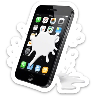 (white paint splatter) on black phone  sticker