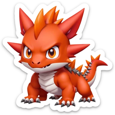 Cute Chibi Digimon-Guilmon-Tyrunt-hybrid (full body) sticker