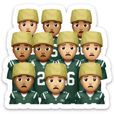 New York Jets being cry babies with tears with paper bags on their heads sticker