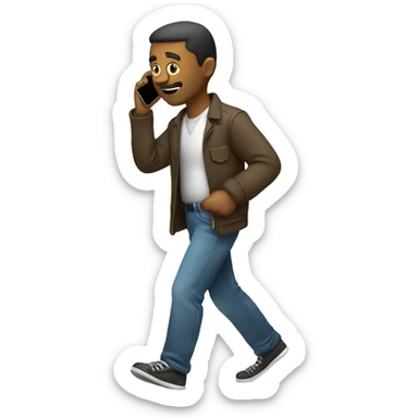 Man on cell phone walking  sticker