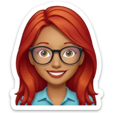 Una mujer con pelo rojo y lentes trigueña pelo largo sticker