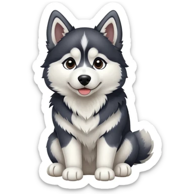 Black and white husky sitting sticker