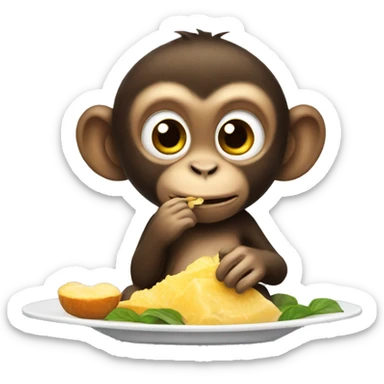 little monkey eating sticker