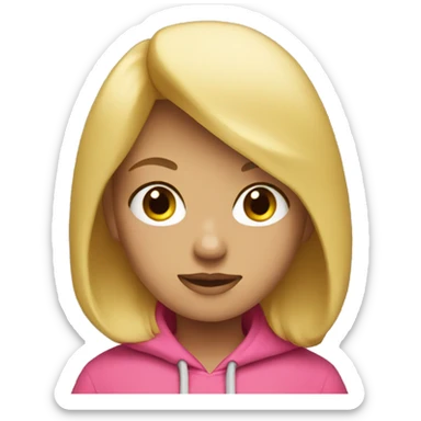 A blonde girl with a pink hoodie  sticker