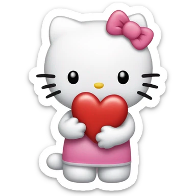hello kitty holding a heart sticker