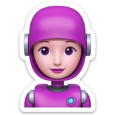 A friendly 3D chatbot assistant icon with a rounded square head, simple eyes, and a subtle smile. Clean, minimal, professional design suitable for a corporate SharePoint icon.Magenta color palette (#E20074) with dark purple and soft pink accents. sticker