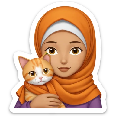 Hijabi girl wearing the milo scarf handle the sleepy orange tabby cat sticker