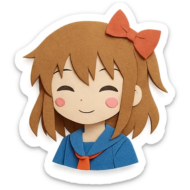 anime girl, paper craft style sticker